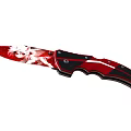 Red And Black Folding Knife With Patterned Blade And Metal Handle Components 3d model