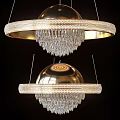 Modern Crystal Chandeliers With Gold Round Frame And Dangling Crystal Pendants