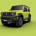 Yellow Suzuki Jimny Compact Off Road Vehicle With Front Grille Headlights And Black Wheels
