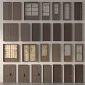 Assorted Wooden Door Designs With Panel Glass And Decorative Patterns 3d model