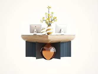 Modern reception desk front desk 3d model