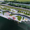 Waterfront Landscape Design With Curved Walkways Lush Greenery And Scenic Water View
