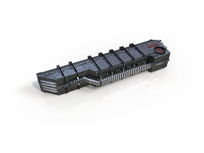 Black Long Strip Mechanical Component With Multiple Modules And Ventilation Grilles 3d model