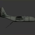 Military Transport Aircraft Model With Four Propellers And Gray Fuselage On Dark Background