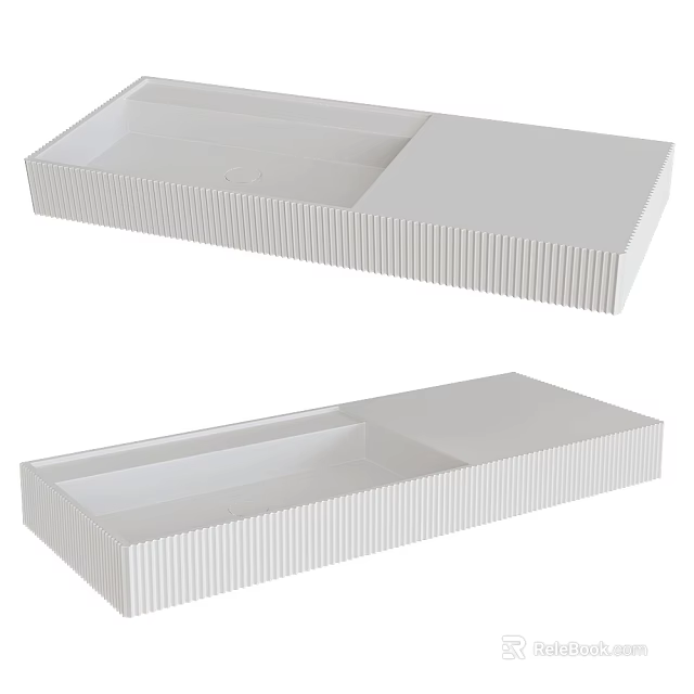 Modern White Ribbed Washbasin Design With Sleek Surface For Bathroom Countertop 3d model 