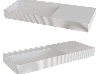 Modern White Ribbed Washbasin Design With Sleek Surface For Bathroom Countertop 3d model
