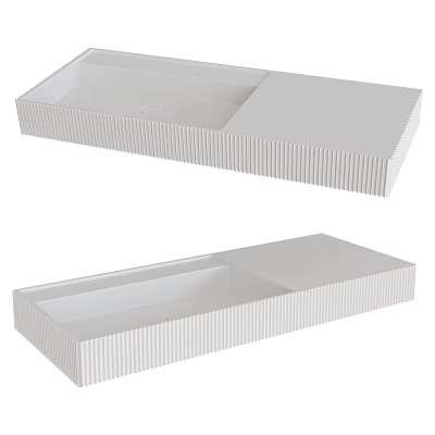 Modern White Ribbed Washbasin Design With Sleek Surface For Bathroom Countertop 3d model