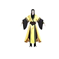 Man Wearing Yellow And Black Traditional Robe With Long Sleeves And Black Belt