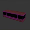 Classic Wooden TV Stand With Carved Details And Black Panels
