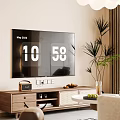 Modern Living and Dining Room Interior With Sofa Coffee Table Rug And Decorative Paintings
