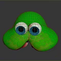 Green Playful Game Movie Character With Big Blue Eyes And Round Shape