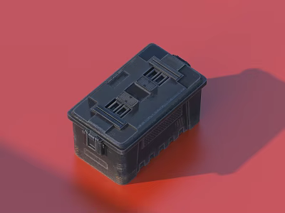 Black Plastic Storage Box For Organizing Household Items On Red Background 3d model
