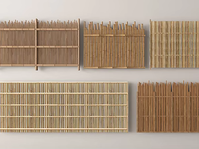 Various Wooden Fence Designs With Vertical Horizontal Slats And Grille Patterns For Outdoor Gardens 3d model