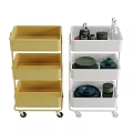 Commercial Multi Tier Storage Rolling Cart With Wheels For Kitchen Supplies In Yellow White