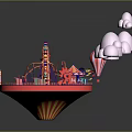 Vibrant Miniature Amusement Park Model With Ferris Wheel Carousel And Hot Air Balloon