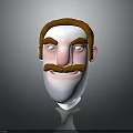 Cartoon Man Head With Brown Hair Mustache And Smiling Expression On Gray Background