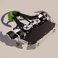 Electric Toy Mechanical Structure With Green Components Black Frame And Wheels