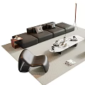 Modern Leather Sofa and Coffee Table Set with Accent Chair Floor Lamp and Area Rug