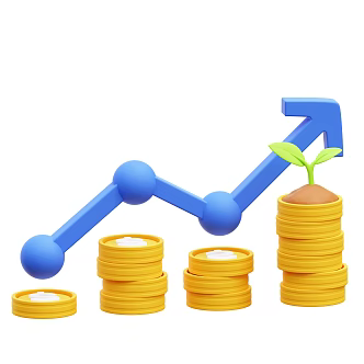 Modern Gold Coin Currency Rising Icon Cartoon Gold Coin 3d model