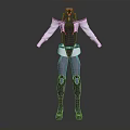 Futuristic Techwear Outfit With Armored Vest White Long Sleeves Purple Leggings And Mechanical Boots
