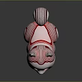 3D Rendered Cat Shaped Decorative Figurine With Pink Silver Striped Design For Home Decor