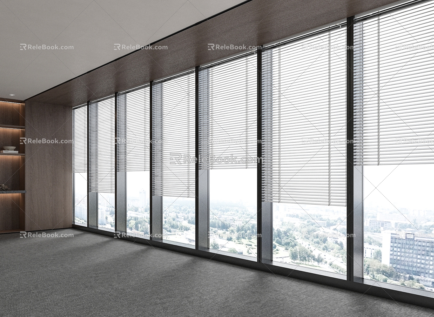 Office Curtain Wall Window Blinds 3d model