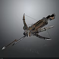 Detailed Mechanical Crossbow With Wooden And Metal Structure And Sharp Arrow Design