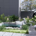 Courtyard Garden Design With Shaded Pergola Outdoor Dining Area Green Plants And Stone Pathway