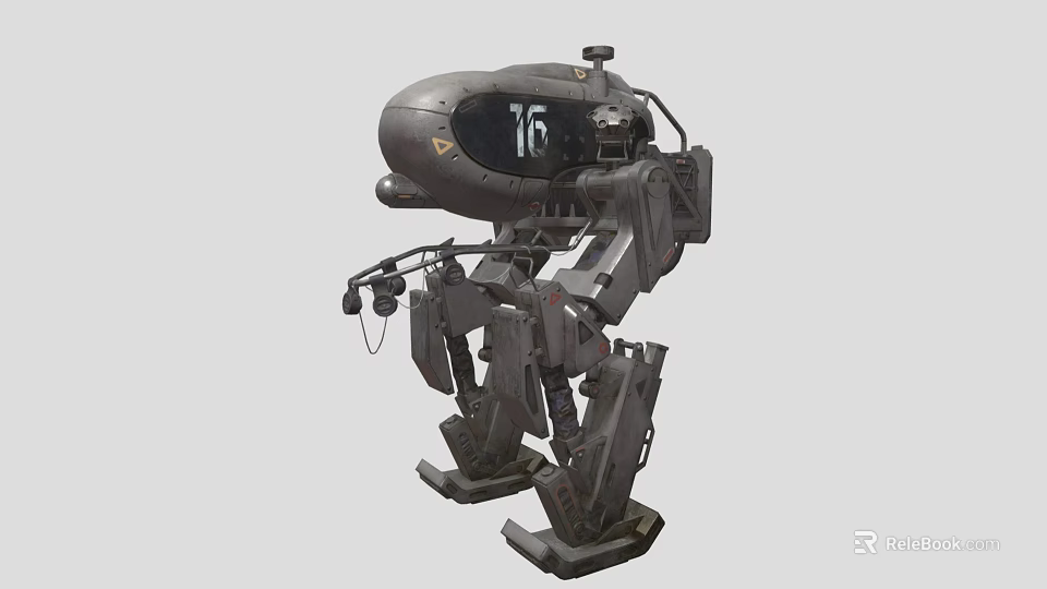 Gray Mechanical Robot Number 16 Featuring Industrial Structure With Multiple Arms And Legs 3d model 