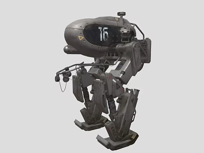 Gray Mechanical Robot Number 16 Featuring Industrial Structure With Multiple Arms And Legs 3d model