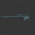 Blue Modern Sniper Rifle with Long Barrel Scope Metallic Finish and Reflective Surface