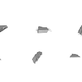 Multiple White Stone Fragments Scattered On Black Background With Various Shapes
