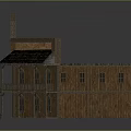 Traditional Wooden Two Story Saloon Building With Red Sign And Balconies