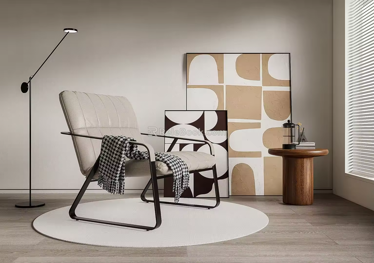Leisure chair recliner side corner table 3d model