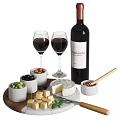 Delicious Cheese Appetizer Platter with Olives Nuts Honey and Red Wine Glasses