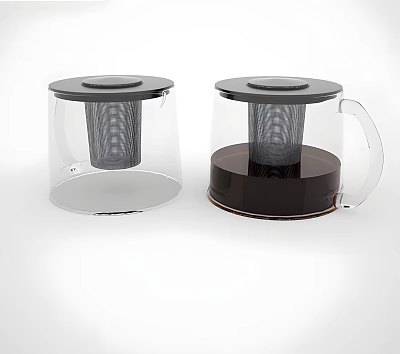 Transparent Glass Coffee Makers With Removable Filter One Filled With Coffee 3d model