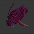 Vibrant Pink Beetle With Shiny Purple And Gold Spots On Body And Long Antennae
