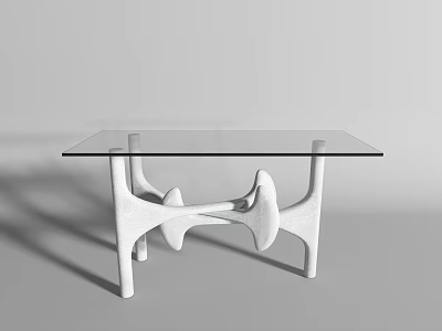 Modern Glass Top Side Table With Unique White Sculptural Base Design 3d model