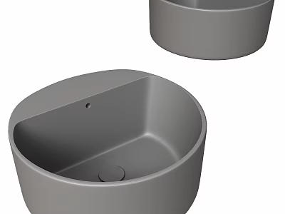 Elegant Round Gray Washbasin Set of Two for Modern Bathroom With Smooth Surface 3d model