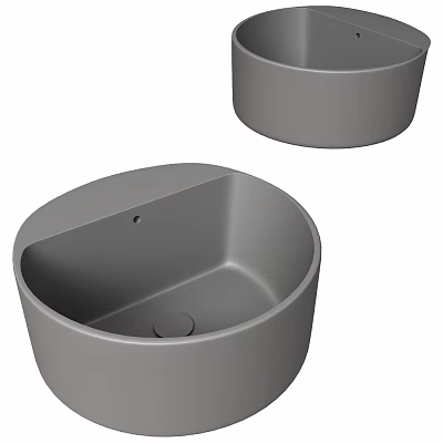 Elegant Round Gray Washbasin Set of Two for Modern Bathroom With Smooth Surface 3d model