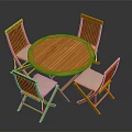 Wooden Round Dining Table Set With Four Chairs And White Cushions