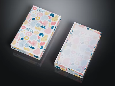 Colorful Patterned Packaging Boxes For Household Items With Decorative Designs 3d model