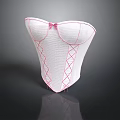 Feminine White Corset With Delicate Pink Stitching And Bow Detail