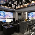 Modern KTV Interior Design With Large LED Screen Leather Sofas And Stylish Lighting 3d model