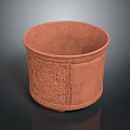 Terracotta Container Sculpture With Intricate Hand Carved Patterns And Smooth Finish