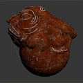 Red Carved Toad Decorative Ornament Set With Intricate Patterns And Shiny Stone Surface 3d model