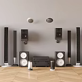 Various Headphones and Speakers Including Home Audio Devices Wireless and Floor Standing Models