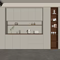 Modern Storage Cabinet Interior With White Cabinets Drawers Open Shelves And Decorative Items
