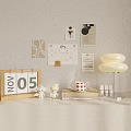 Decorative Ornament Set with Calendar Small Figurines Table Lamp Wall Art and Books