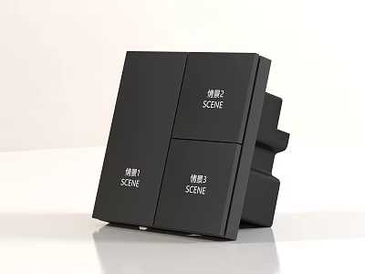 Black Modern Switch Panel with Multiple Scene Control Buttons for Home Use 3d model